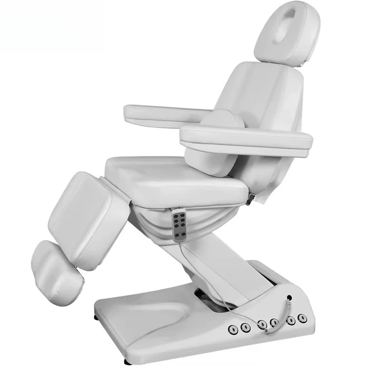 Trendy New Design Electric Facial Massage Treatment Table with Motor White Eye Lash Bed with Topper for Beauty Spa Salon