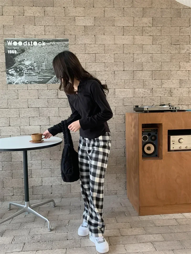 Mode Warme Plüsch Hosen Kaschmir Dicken Plaid Damen Winter Beiläufige Lose breitbeinig Hosen Koreanische Streetwear Studenten – Detail 27