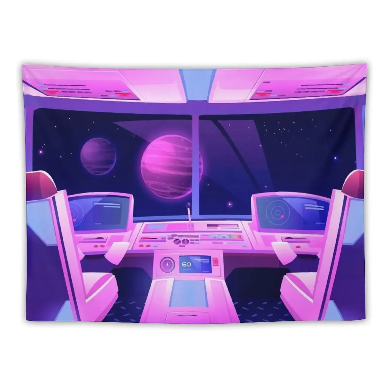 

Synthwave Space: spaceship cockpit Tapestry Carpet On The Wall Wall Decor Hanging Room Decoration Accessories Tapestry