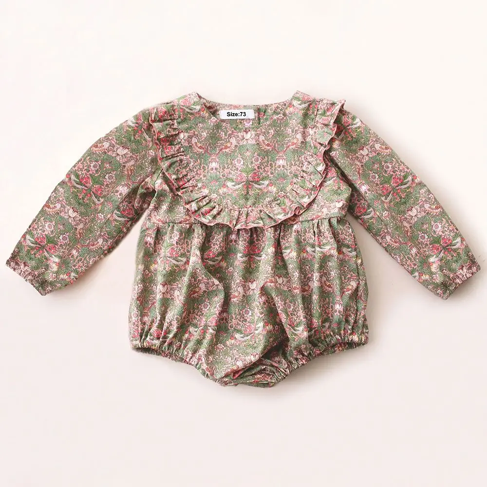 Spring Summer Baby Girls One-piece Cotton Long Sleeve Baby Girls Playsuit Newborn Baby Romper