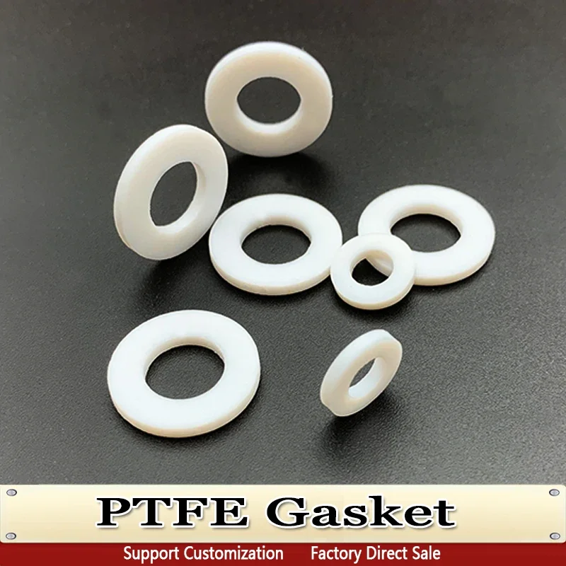 10/100PCS White PTFE Gasket Plastic Flat Washer SealingInner Inner Washer Spacer Sealing O-type Diameter 22-95mm Thickness 1.5mm