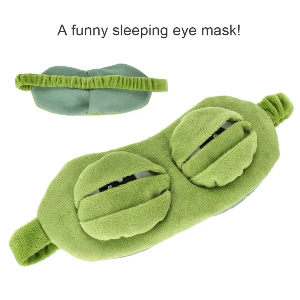 New Funny Frog Green Eye Mask Cute Eyes Mask Cover Plush Travel Sleep Anime Goggles The Sad Cover Relax Sleeping Rest 1pcs