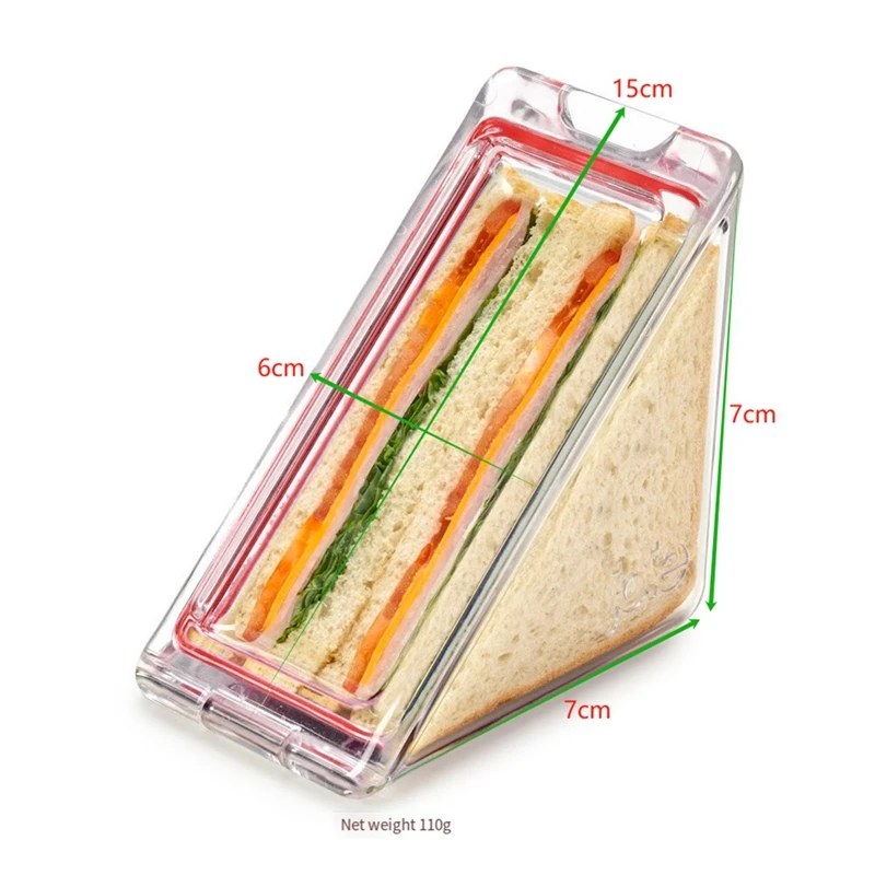 Caci Dreieck-Sandwichbehälter, dreieckiger Sandwichbehälter aus durchsichtigem Kunststoff mit Deckel, To-Go-Behälter für Käse