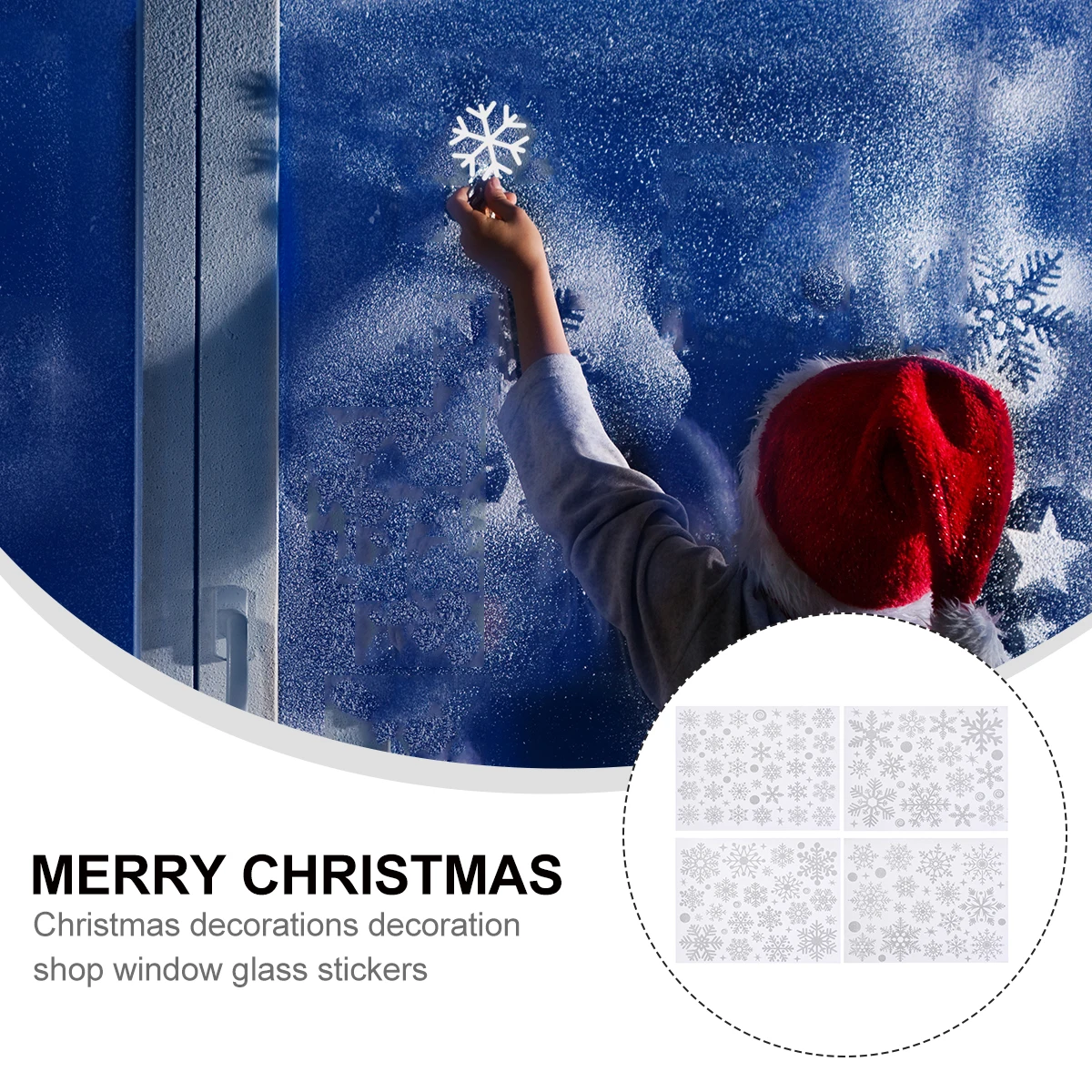 

4 Pcs Snow Window Stickers Party Decal Christmas Glass Wall Xmas Snowflake Pvc Removable