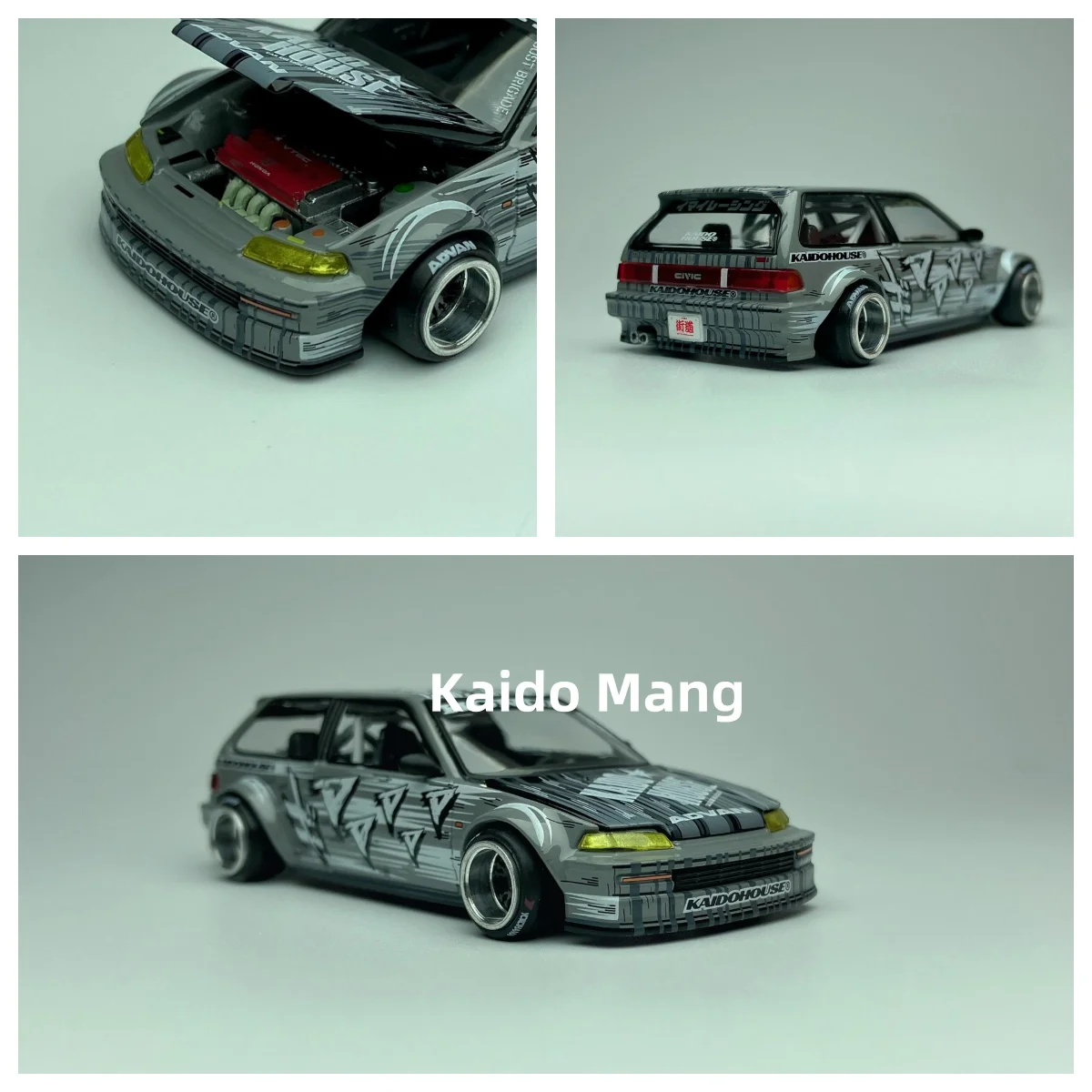 Kaido House x Mini GT Civic (EF) Kaido Manga V1 -Silver 1/64 Diecast Model Car Collection Limited Edition Alloy