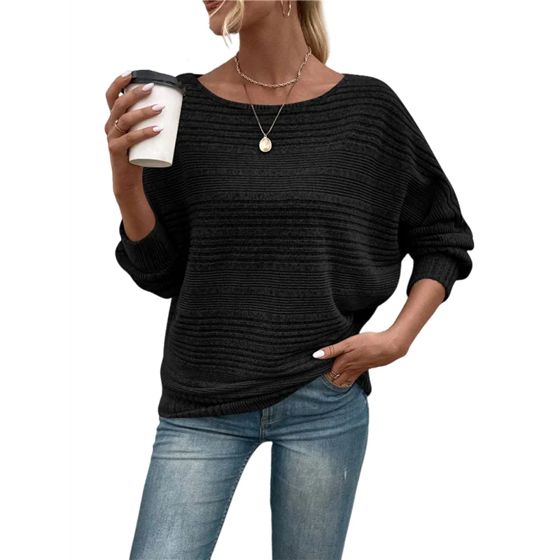 

CGS-Women's Soft Long Sleeve Blouses Crewneck Pullover Tops Business Casual Batwing Knitted Oversized Outfits 2025