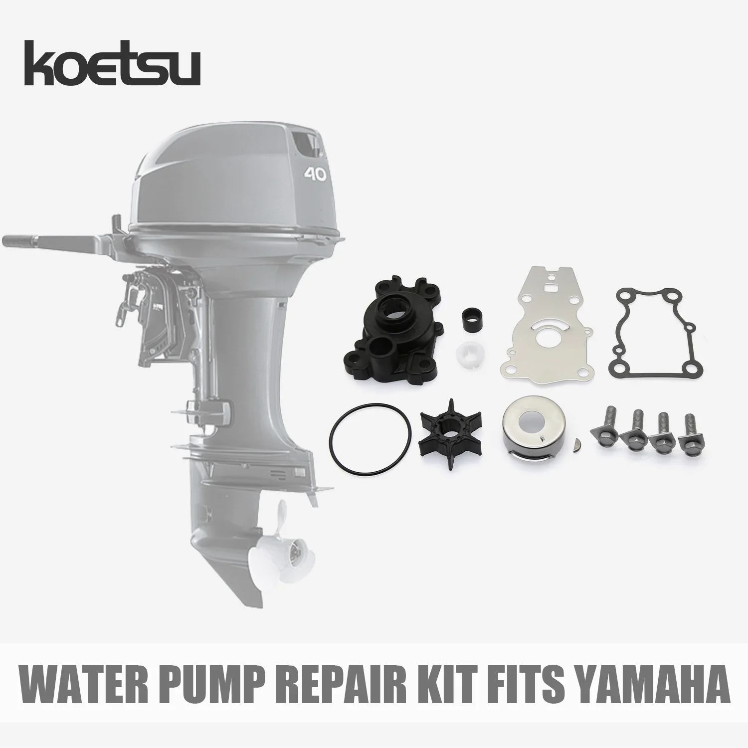KOETSU Water Pump Repair Kit with Housing Fits Yamaha Outboard Motor, Marine Engine Rebuild Replacement Spare Parts