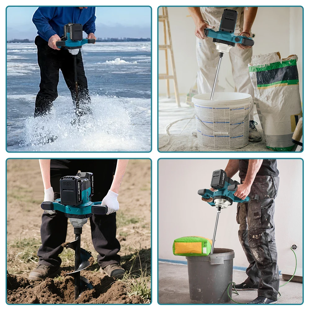 6 Speed Electric Paint Concrete Mixer Brushless Handheld Paddle Ice Mix Mixer Adjustable Electric Mixing Rod For Makita battery