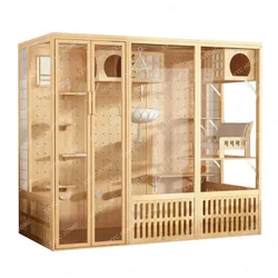 Super Large Cat Villa Cat Cage & Panoramic Large Cat House Luxury Indoor Cat Apartment, Large Pet Furniture Glass Cat House