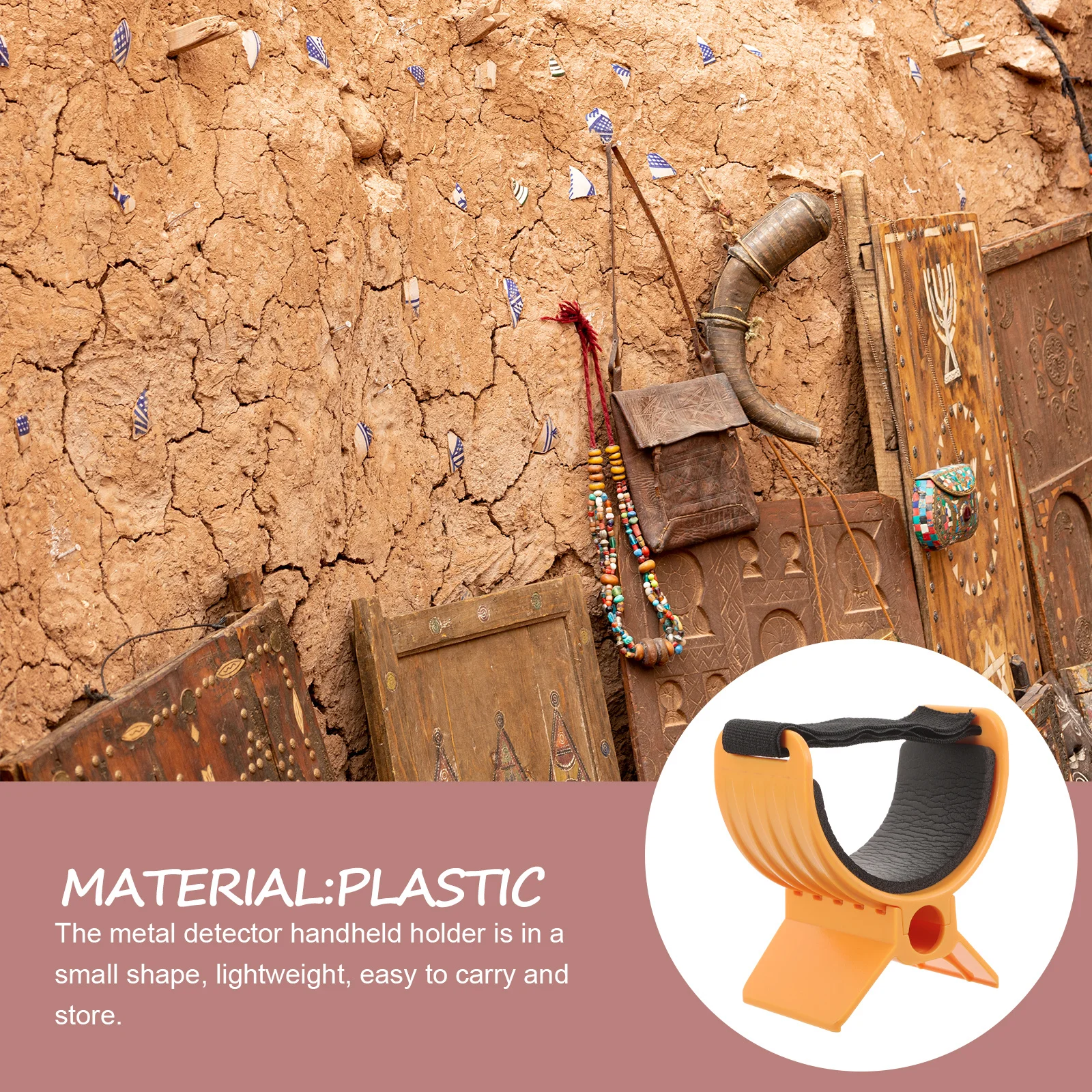 BUTIFULSIC Suporte de metal portátil à prova d'água Rack de armazenamento para caça ao tesouro subterrâneo Plástico amarelo