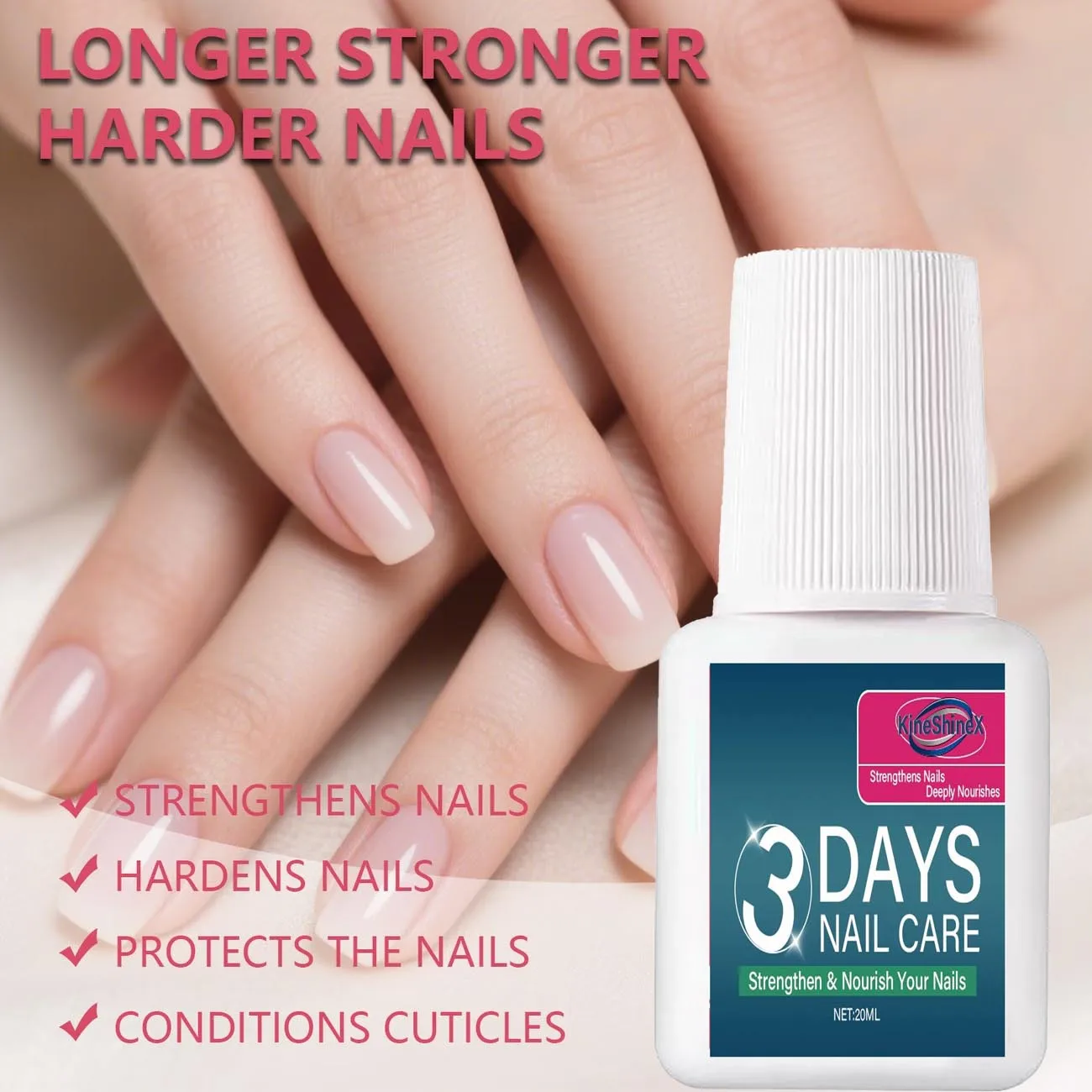 3 Days Nail Care Polish,Keratin Amino Acid Nail Oil,Moisturizing Clear Nail Care Gloss,Quick Dry Nail Conditioner for Weak Nails view 4