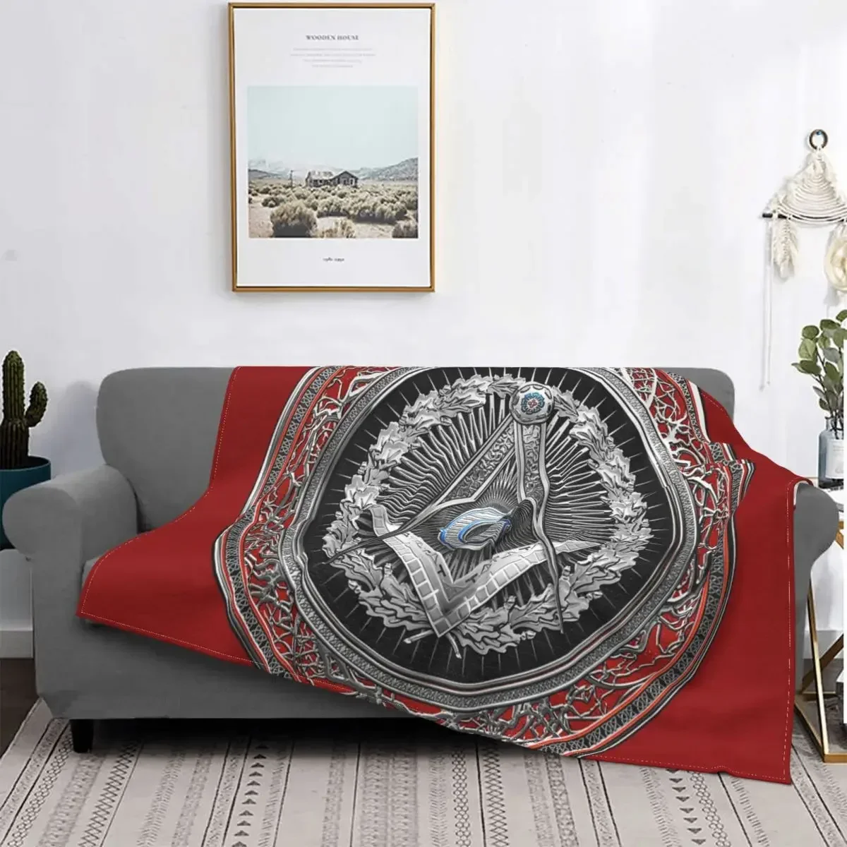 3rd Degree Mason Silver Jewel Master Mason Square Blanket Flannel Masonic Freemason Warm Throw Blanket for Bedding Couch Bed Rug