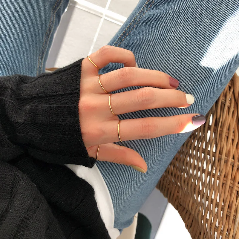 Original S925 sterling silver circle glossy line ring women's light luxury fashion banquet jewelry gift