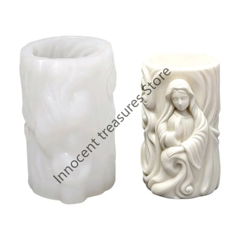 

3XUA Embossed Cylinder Shaped Mold Silicone Soap Mould Home Decoration Mould
