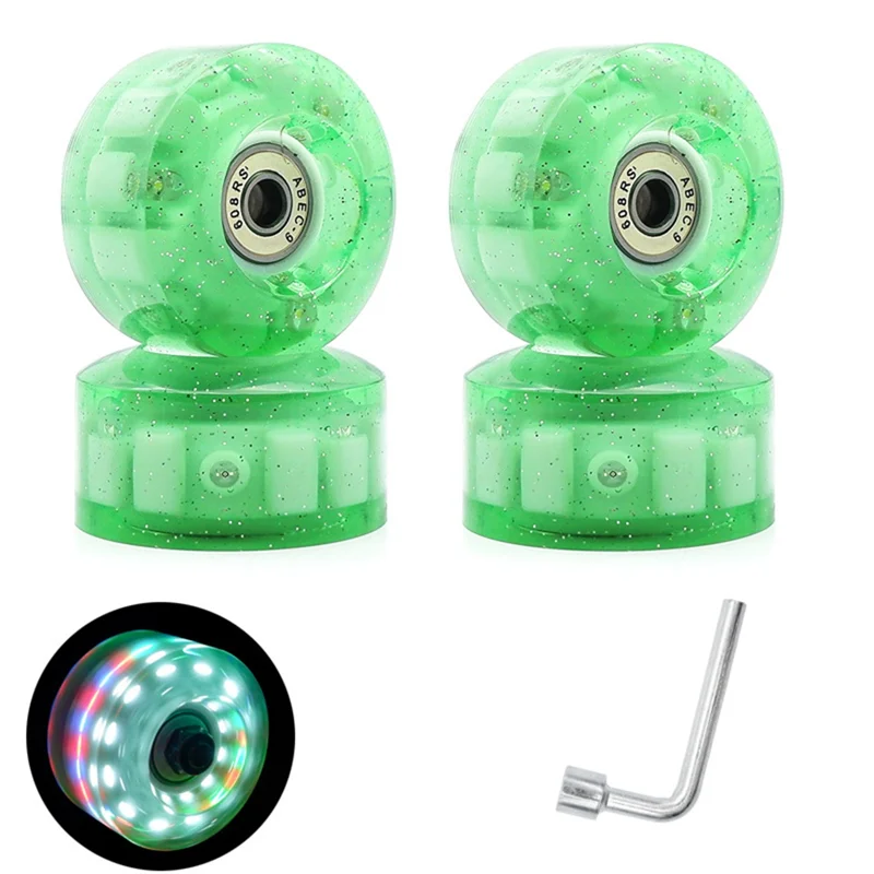 

RTENTE-8 шт., блестящие колеса для роликовых коньков, светящиеся колеса для роликовых коньков с установленными подшипниками 58X32 мм 82A