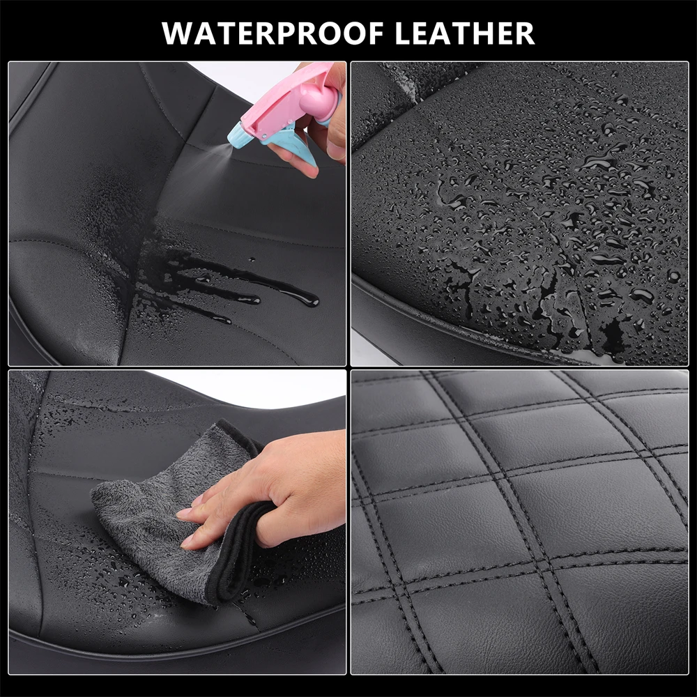 Assento de couro preto para motorista e passageiro de motocicleta, para harley touring electra glide padrão clássico 1997-2007