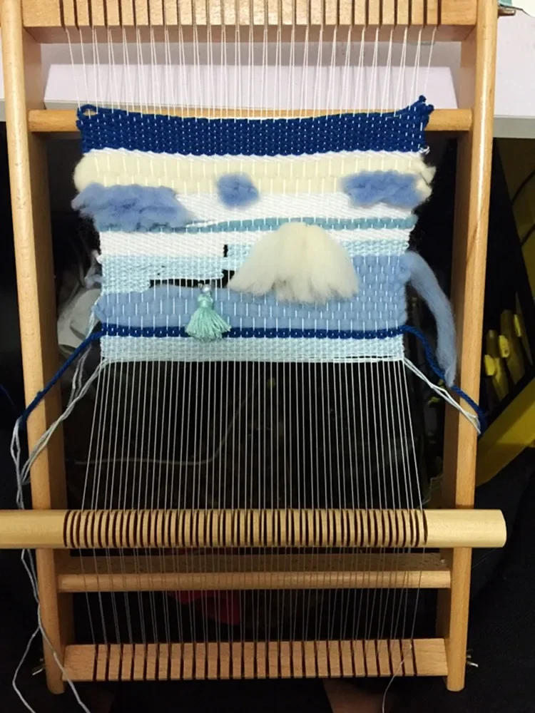 

Hand-Made Looms DIY Lifting Tapestry Loom Large Frame Knitting Machine With Smooth Surface Beech Wooden 89*87cm