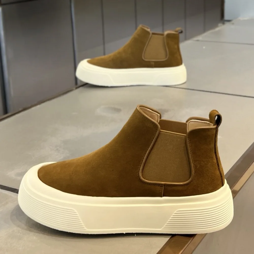 

Мужские модные ботинки на платформе, высокие повседневные ботинки, зимние 2026, нескользящие, теплые, на плюшевой подкладке, уличные ботинки челси, Botas Hombre
