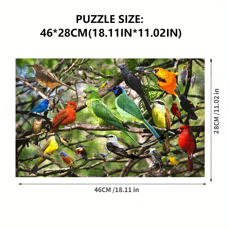 500 Pieces Jigsaw Puzzle for Adults Painting Colorful Birds Paper Puzzles Home Decor Wall Display Birthday Festival Gift Toys