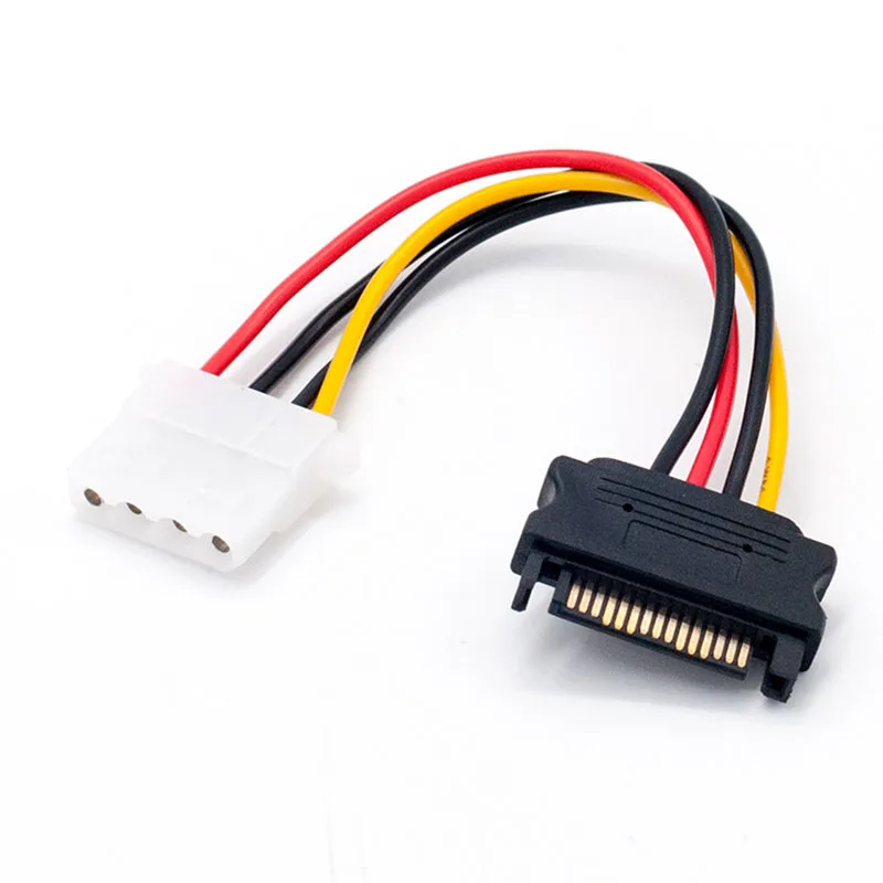 1PCS 20cm SATA 15Pin Male To Double 4‑Pin Molex IDE Female Power Cable 1 To 2 Adapter For Hard Disk HDD Power Cord