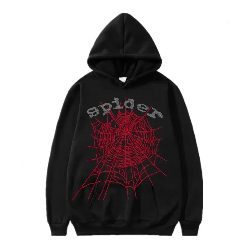 Women Autumn Street Punk Oversized Hoodie Spider Cobweb Rhinestone Hoodies Hip Hop Fashion Letter Y2k Aesthetics Sweatshirts