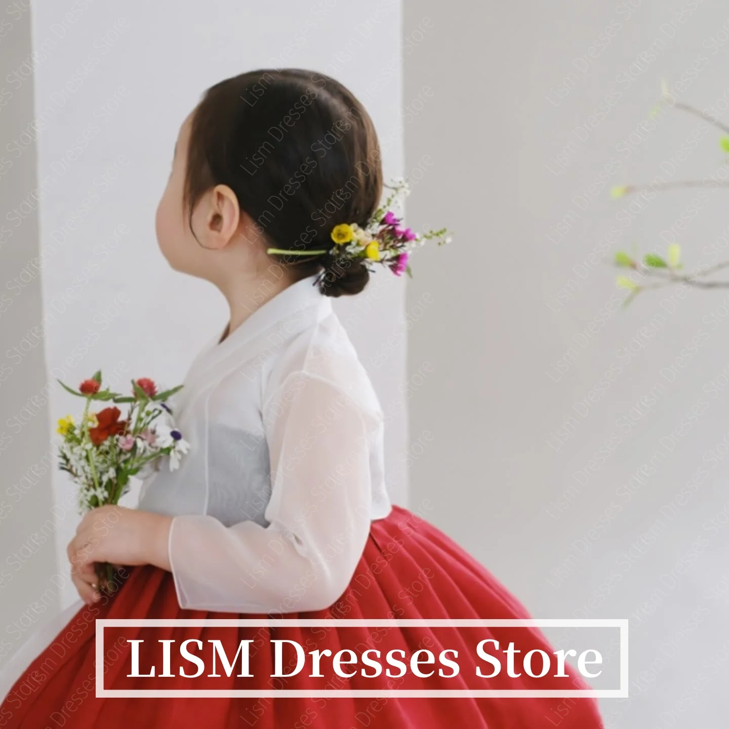 LISM Children Small Korean Evening Dresses Photo Shoot Gown Silk Organza A-Line Sweet Luxury Party Dresses 2026 저녁 드레스