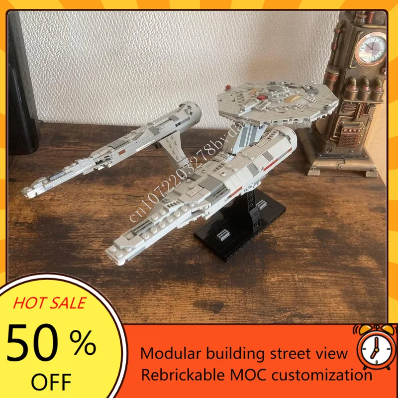 

729PCS USS Enterprise NCC1701 Midi-Scale Space War Military MOC SpaceShip Battle Model Custom Puzzle DIY Assembly Model Toy Gift