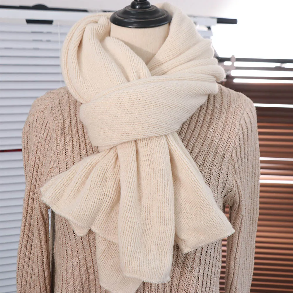 

Casual Solid Color Men Wool Scarf Simple Soft Winter Cashmere Scarf Warm Knitted Coldproof Scarf Gifts
