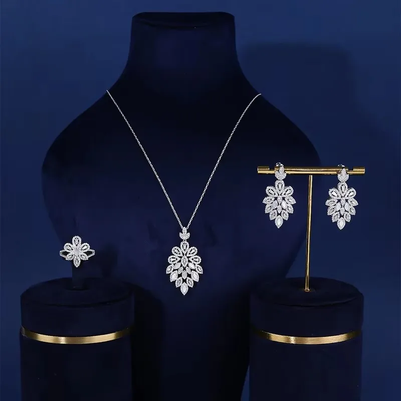 Luxury 3PCS Jewelry Sets New Design Micro Pave Cubic Zirconia Dubai Women Wedding Party High Quality Jewelry Set