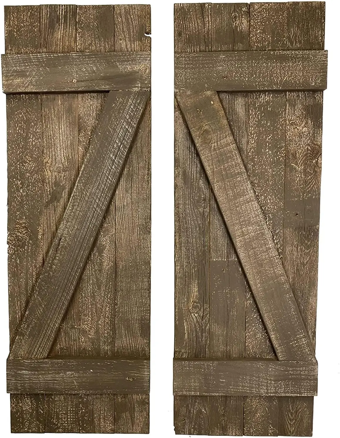 Decorative Shutters Set of 2 | Rustic Farmhouse Window Shutters with Traditional Barn Look Z Pattern | Made from Rec