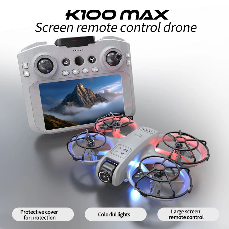 K100 ماكس طائرة بدون طيار صغيرة المهنية 4K HD كاميرا مزدوجة Fpv شاشة التدفق البصري الطائرة بدون طيار اللعب كوادكوبتر فرش لعبة بدون طيار هدية