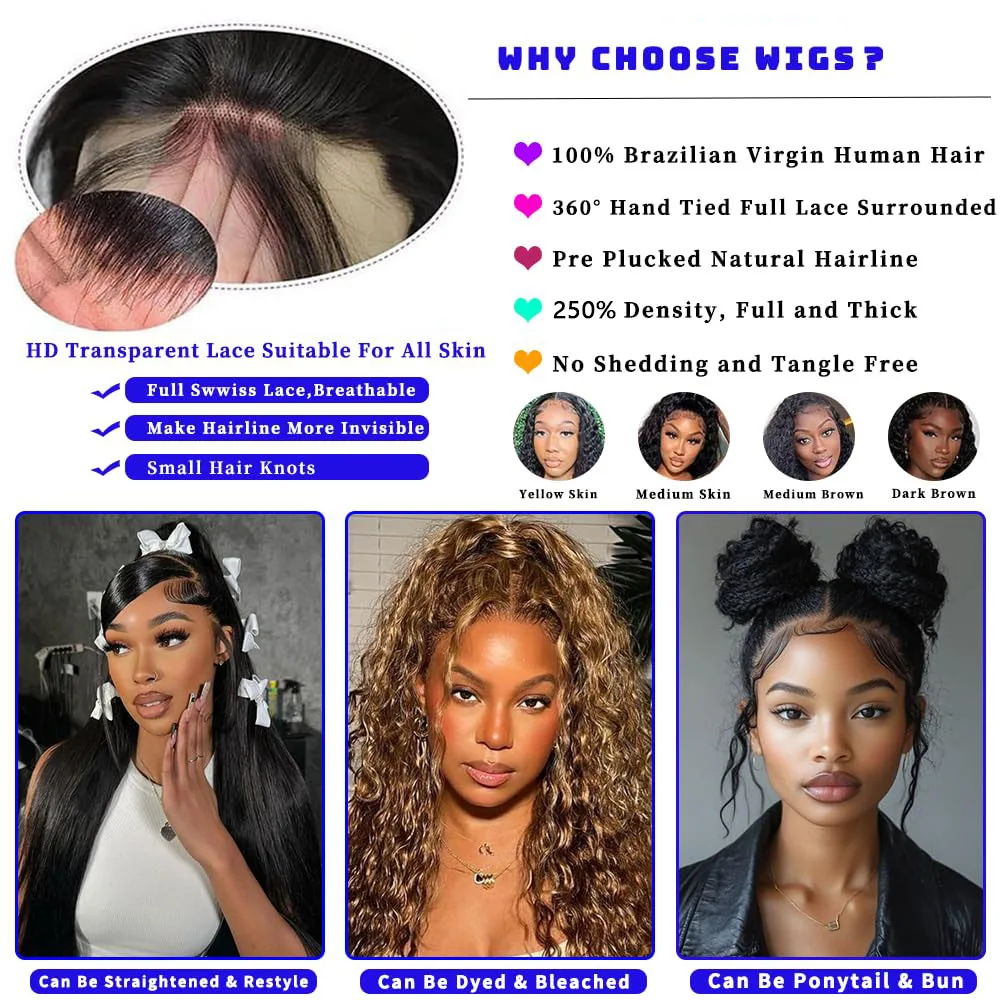 موجة عميقة 360 الدانتيل الجبهة الباروكات شعر الإنسان مجعد HD كامل الدانتيل الجبهة الباروكات شعر الإنسان قبل قطعها مع الرباط 180 الكثافة 30 بوصة