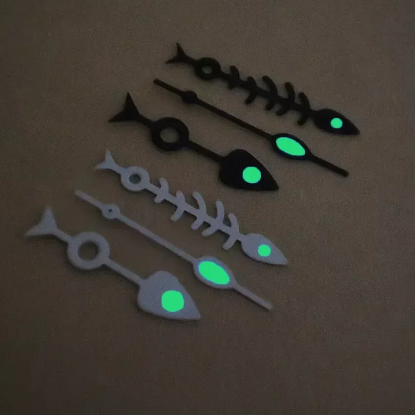 Green Luminous Watch Hands for NH35/NH36 Movement 3 Needles White/Black Fishbone Watch Needle Accessories Diving Watch Parts