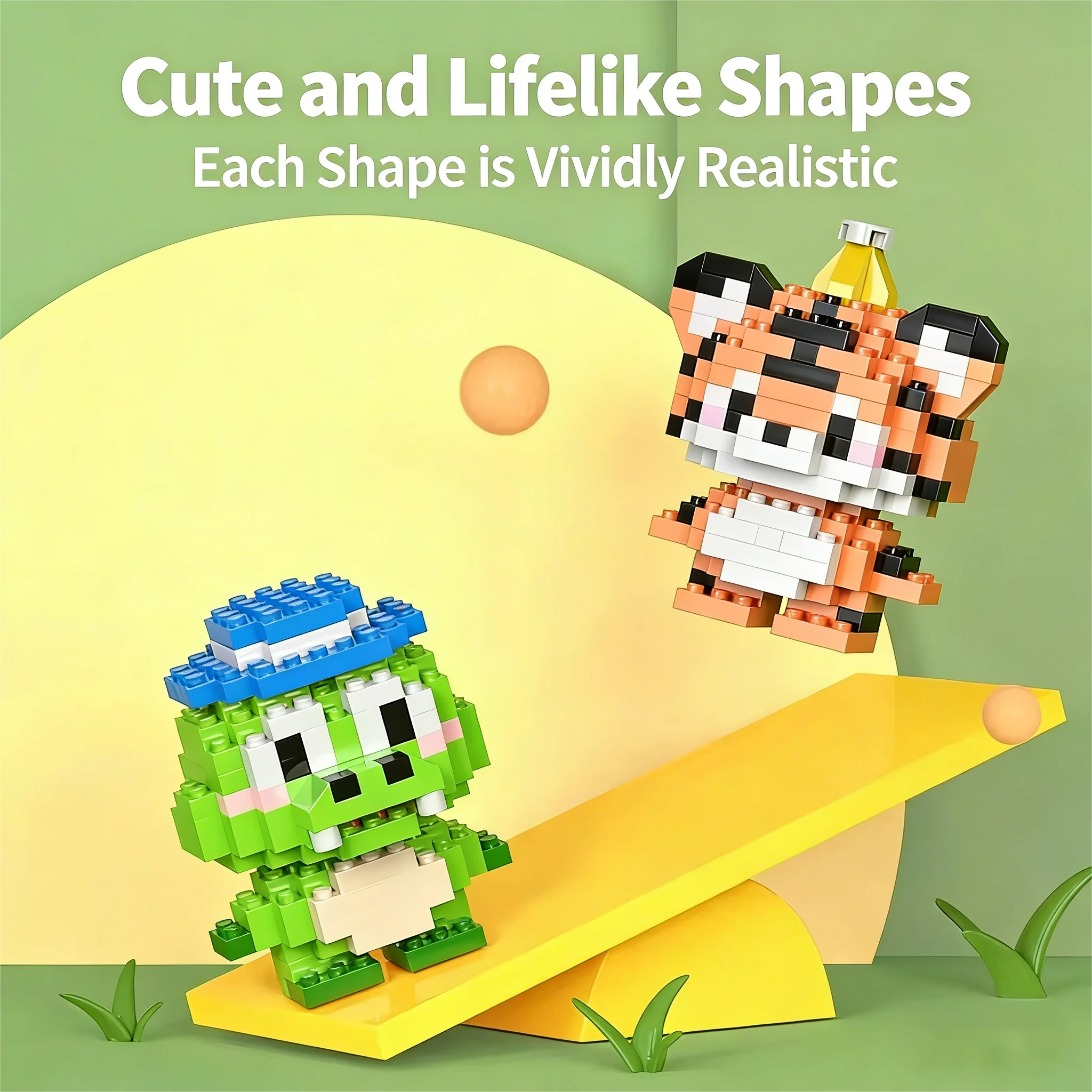 مكعبات بناء صغيرة على شكل حيوانات مكونة من 12 أنماط من مادة ABS ألعاب بناء تمثال كرتوني لطيف للأطفال والكبار هدية عيد الميلاد والكريسماس