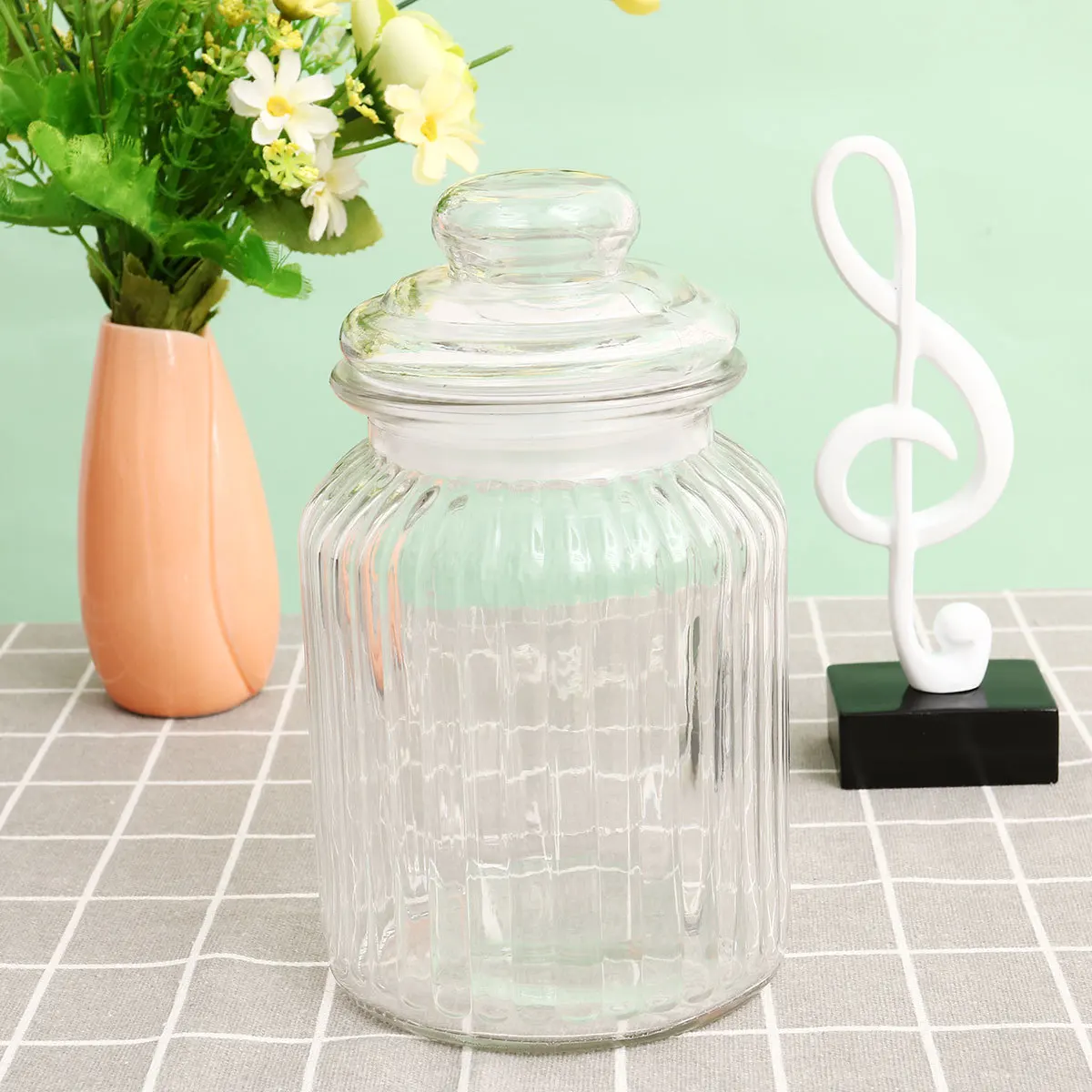 

950ml Glass Storage Jar Airtight Sealing Ring Protection for Fresh Dry Foods Perfect for Kitchen Refrigerator Tea Coffee Bean