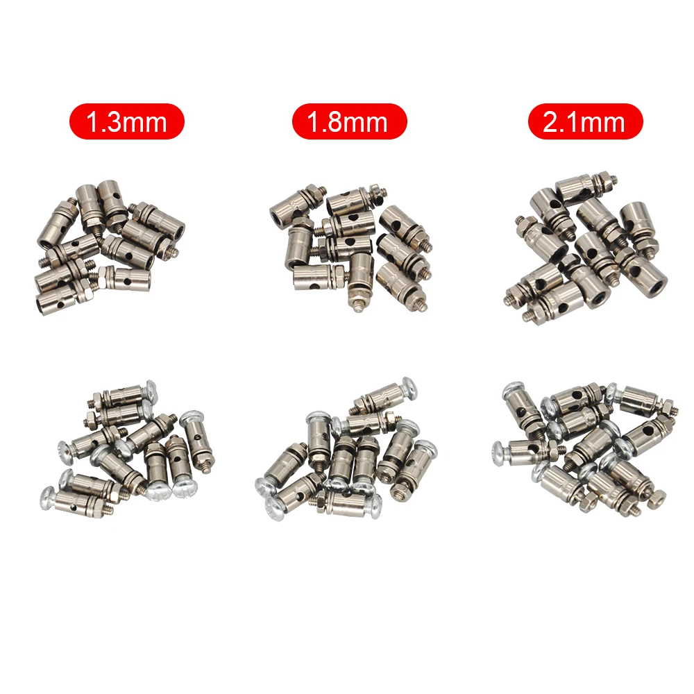 Conectores de varilla de empuje, tapón de enlace de Metal, posicionador de ajuste rápido, conector Servo KT, avión, barco RC, 10 piezas, 1,3mm, 1,8mm, 2,1mm