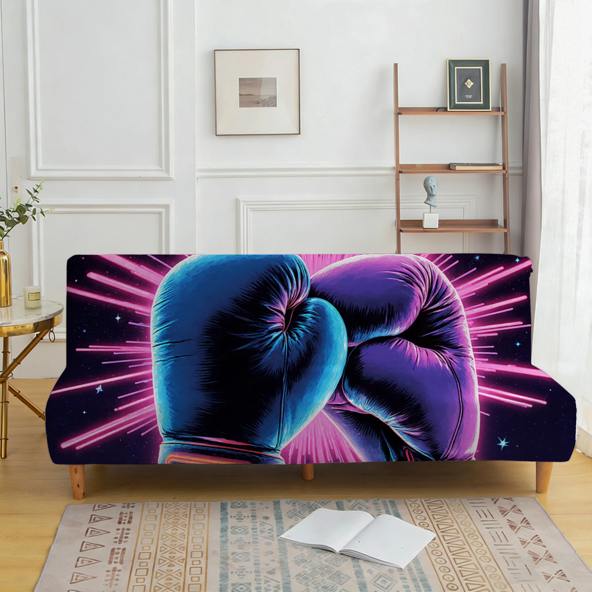 Neon boxing gloves elastic sofa bed cover, living room sofa bed cover, dustproof machine washable sofa bed cover