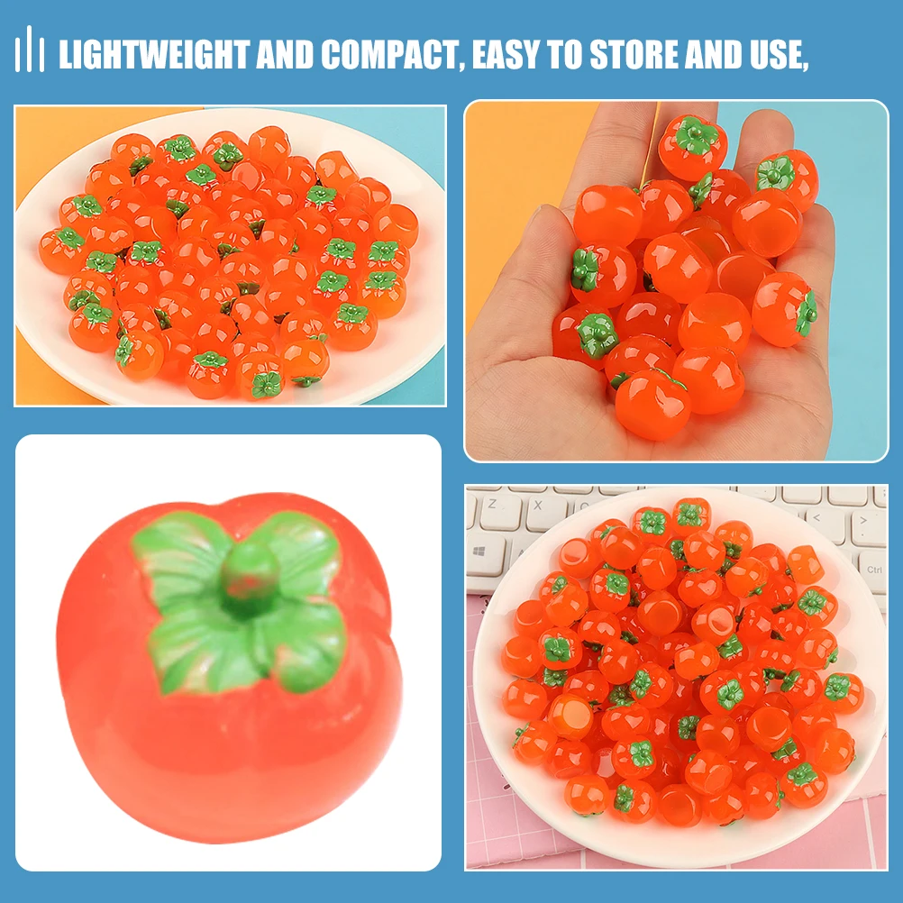 

20pcs Resin Persimmon Decor Lifelike Fake Fruit Model Artificial Fruits Summer Adornment