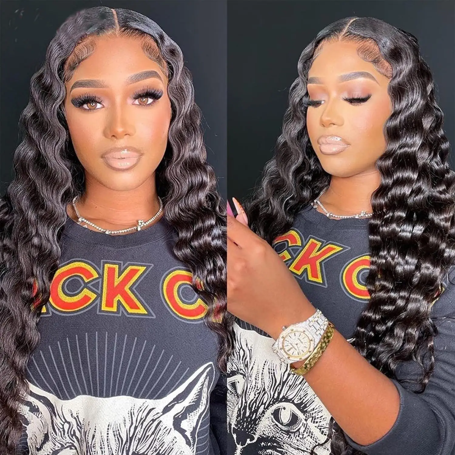 

4x4 Lace Closure Wigs Human Hair Pre Plucked Loose Wave 180% Density Put on and Go Glueless Wigs Human Hair No Glue Needed