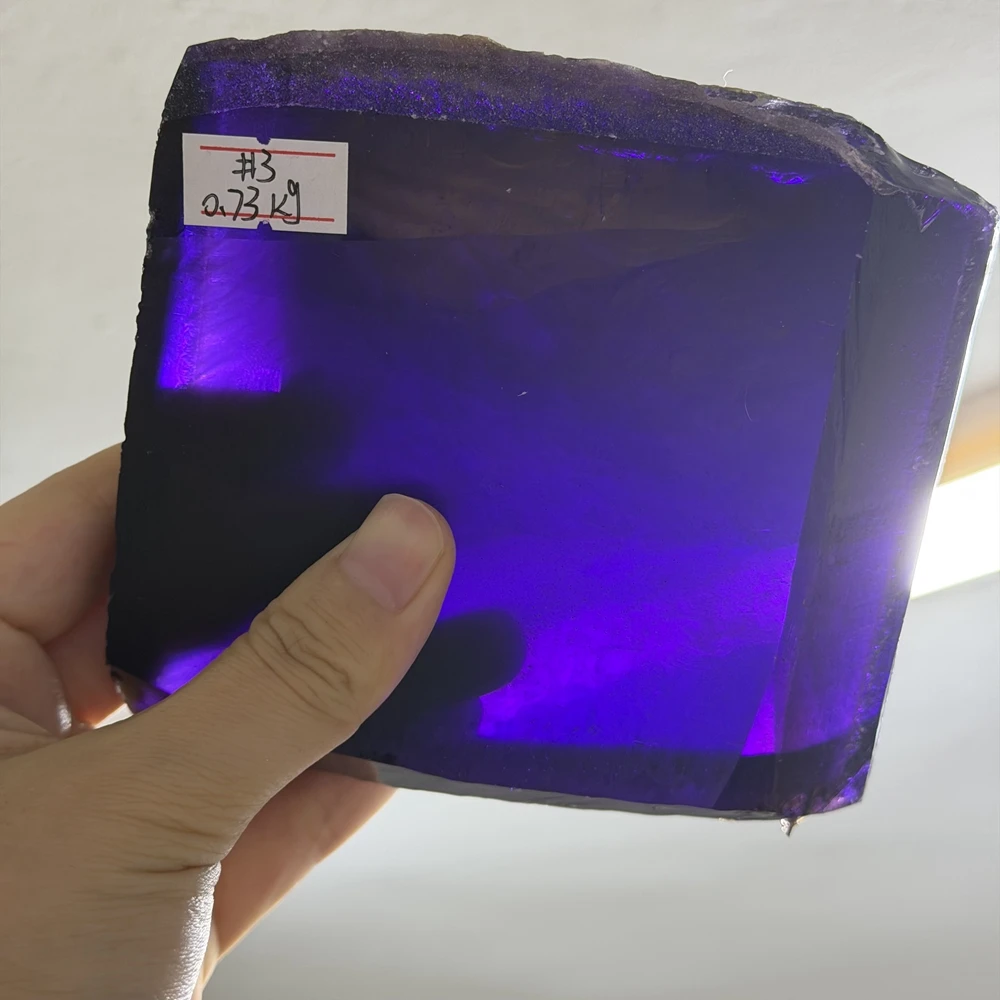Synthetic Amethyst Quartz Raw Material 0.64-0.73kg Thickness 26mm Lab Created Purple Crystal Rough For Gem Cutting Jewelry