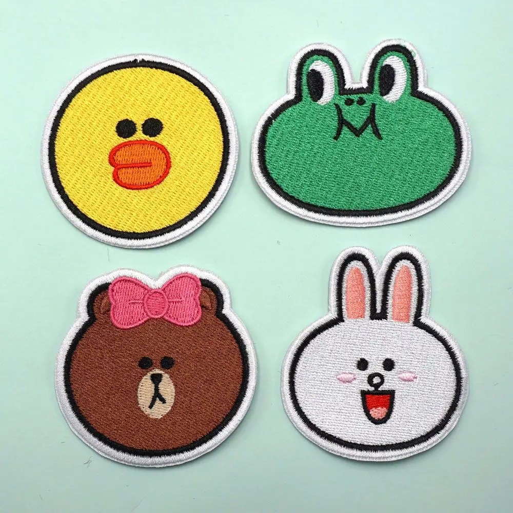 Cartoon-Figuren Niedlicher Brauner Hase Choco Kawaii Bestickter Stoffaufnäher Kreatives Mädchenhaftes Rucksack-DIY-Dekorationsabzeichen mit Klettverschluss – Detail 1