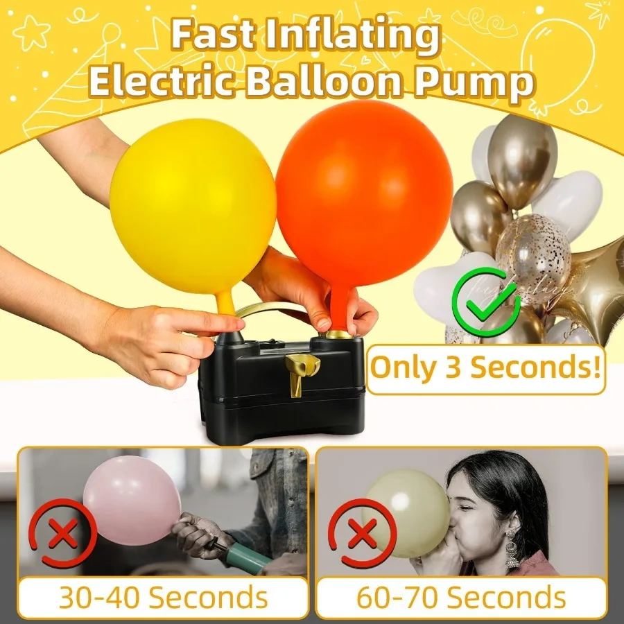 Electric Portable Balloon Inflator Pump for Birthday Wedding Graduation Party Decorations Dual Nozzle Electric Air Pump for Bal