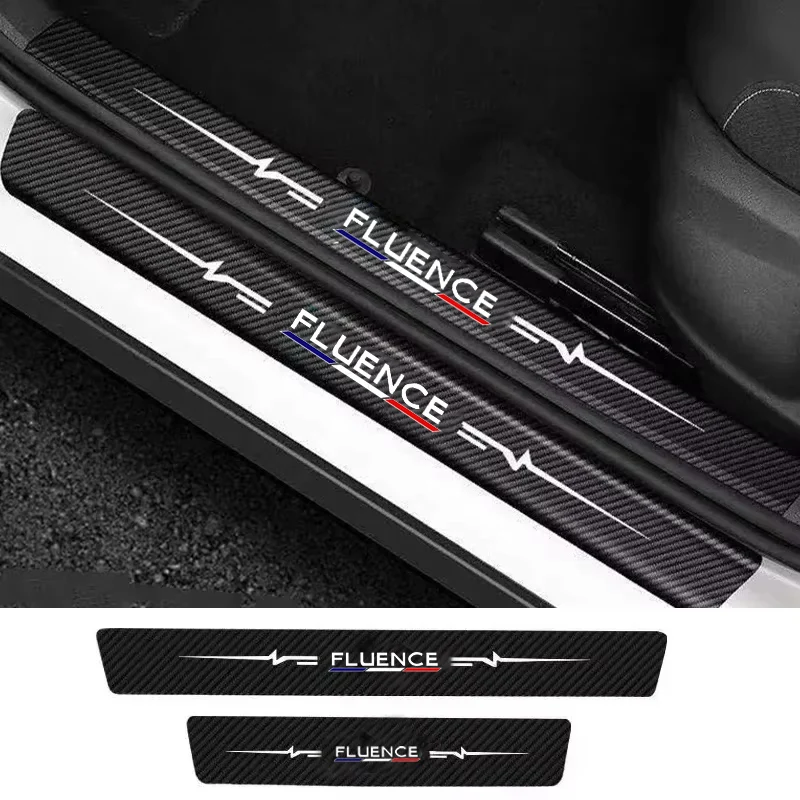 Carbon Fiber Anti Scratch Door Sill Scuff Plate Film Sticker For Renault FLUENCE Threshold Interior Decor Protective Accessories