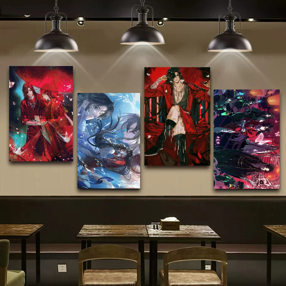 BL Anime Heaven Official's Blessing Hua Cheng Xie Lian Movie Sticky Posters Retro Kraft Paper Sticker DIY Room Cafe Aesthetic