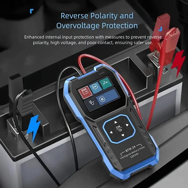 FNIRSI BTM-24 12V/24V Car Battery Tester 0-2000 CCA Automotive Battery Load Tester Cranking Charging Circut Diagnostic Tools
