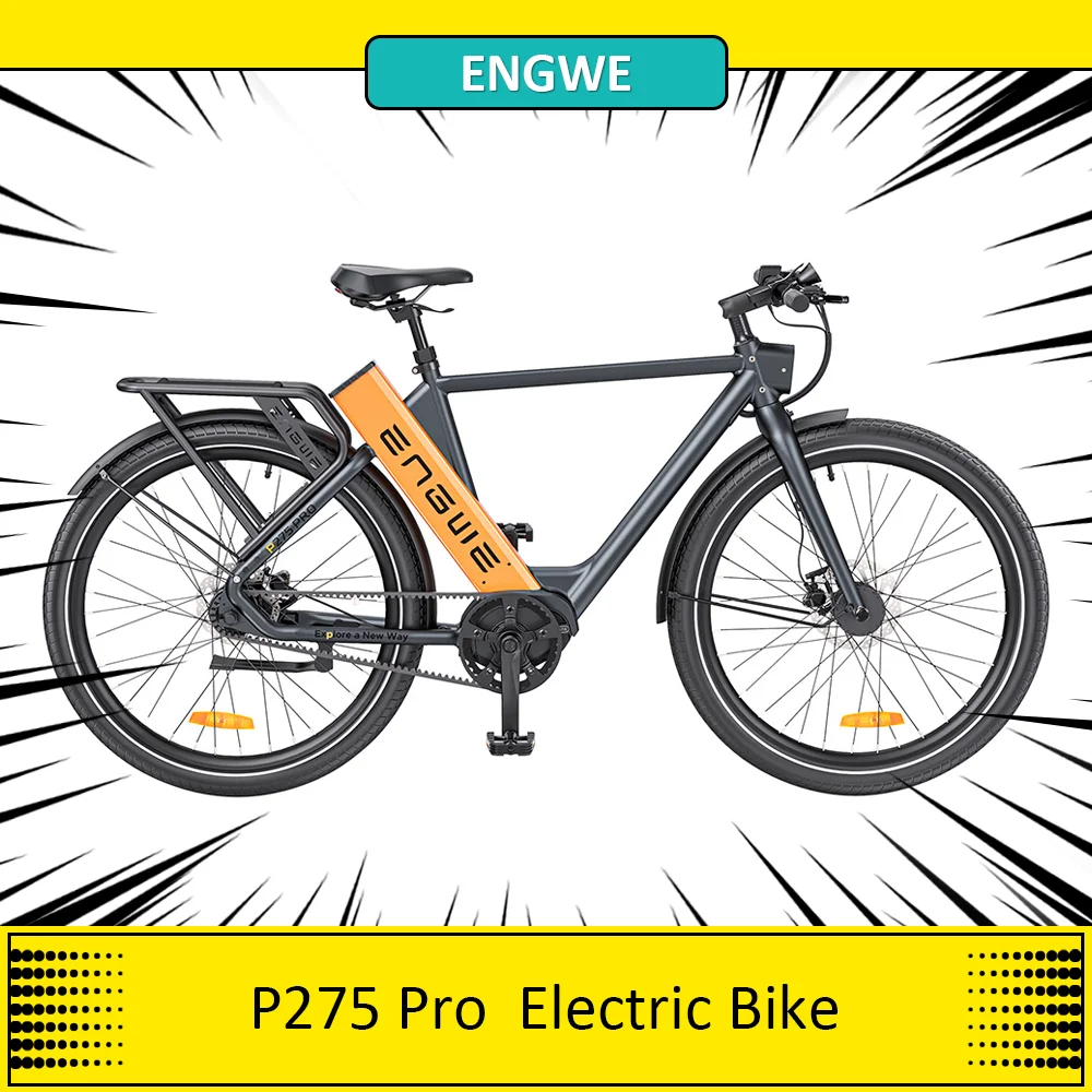 ENGWE P275 Pro City Electric Bike, 250W Bafang Brushless Mid-drive Motor 36V 19.2Ah Battery 27.5'' Spoke Tires Adults E-Bike