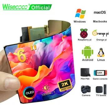 Wisecoco 6 بوصة OLED شاشة مرنة 2K 2880x1440 AMOLED IPS عرض انحناء لوحة للقيادة المشهد لراسبيري بي ماك بوك PC