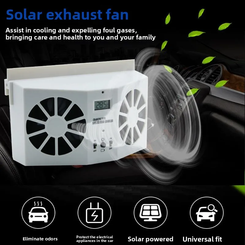Solar Powered Car Window Vent Fan, Vehicle Exhaust & Cooling Fan, Auto Interior Heat Dissipation Ventilator