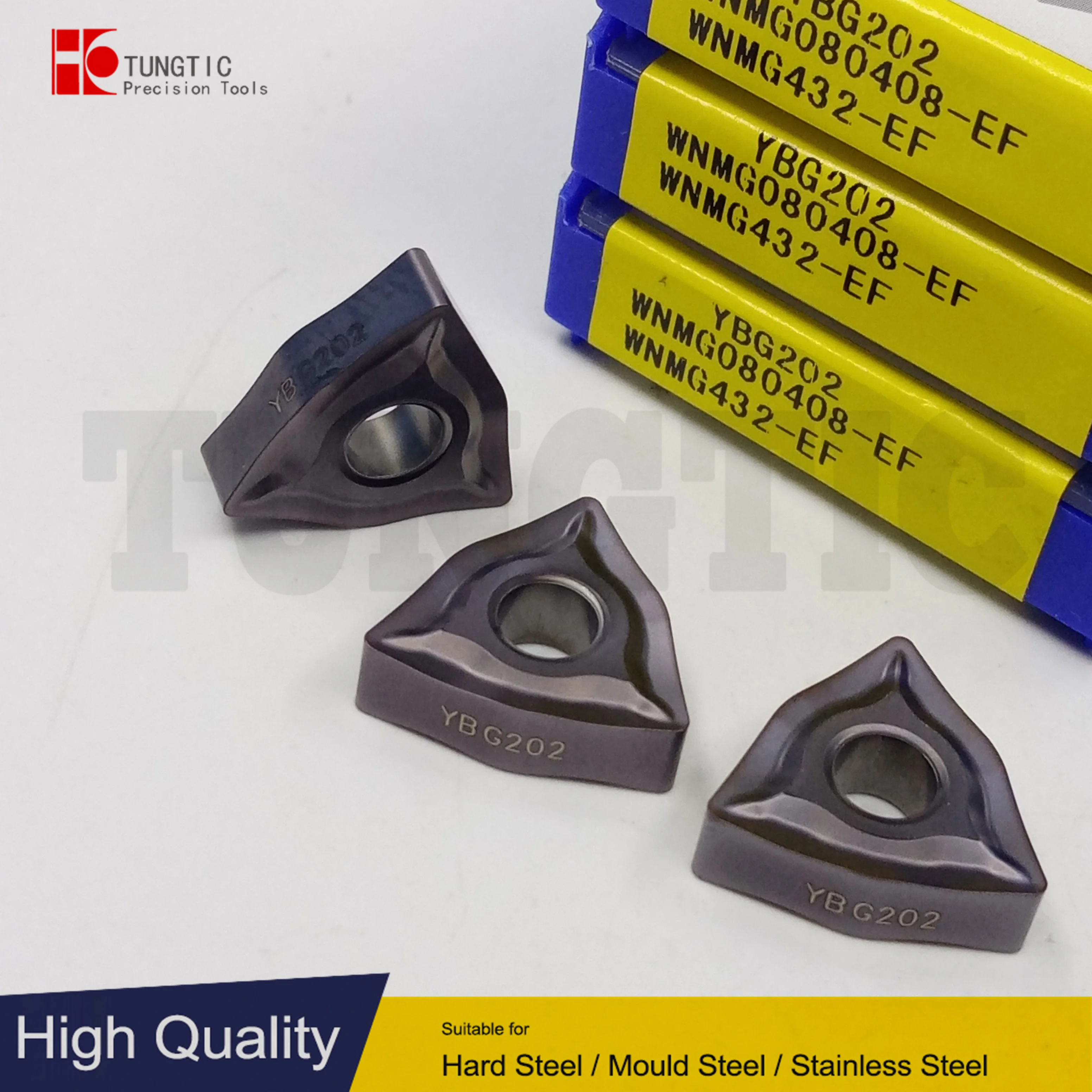 

WNMG080408-EF YBG205 YBG202 WNMG432-EF Turning Inserts Carbide Cutter Lathe Tools Double Sided Negative-Finishing