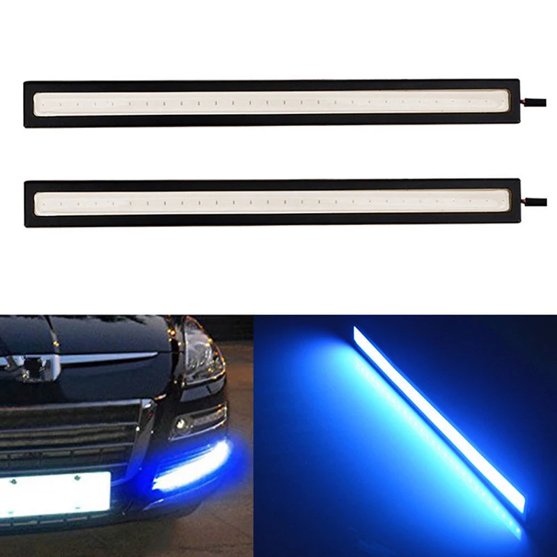 1Pc DC 12V 17cm Blue Super Bright LED Car Enhanced Lighting COB Light DRL Waterproof Fog Driving Light Decorative Light